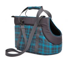 Cestovná taška Štvorčeky modrá na sivom podklade,3 rozmery